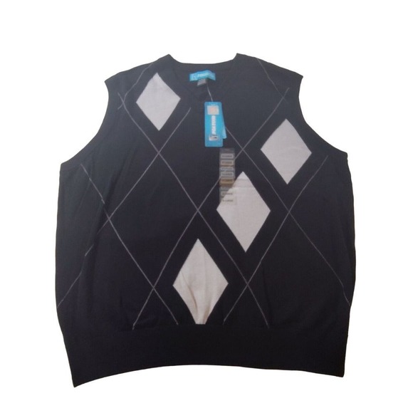PGA Tour Other - PGA TOUR V Neck Argyle Sweater Vest Black Gray Size XLarge NWT Golf Dad Grandpa